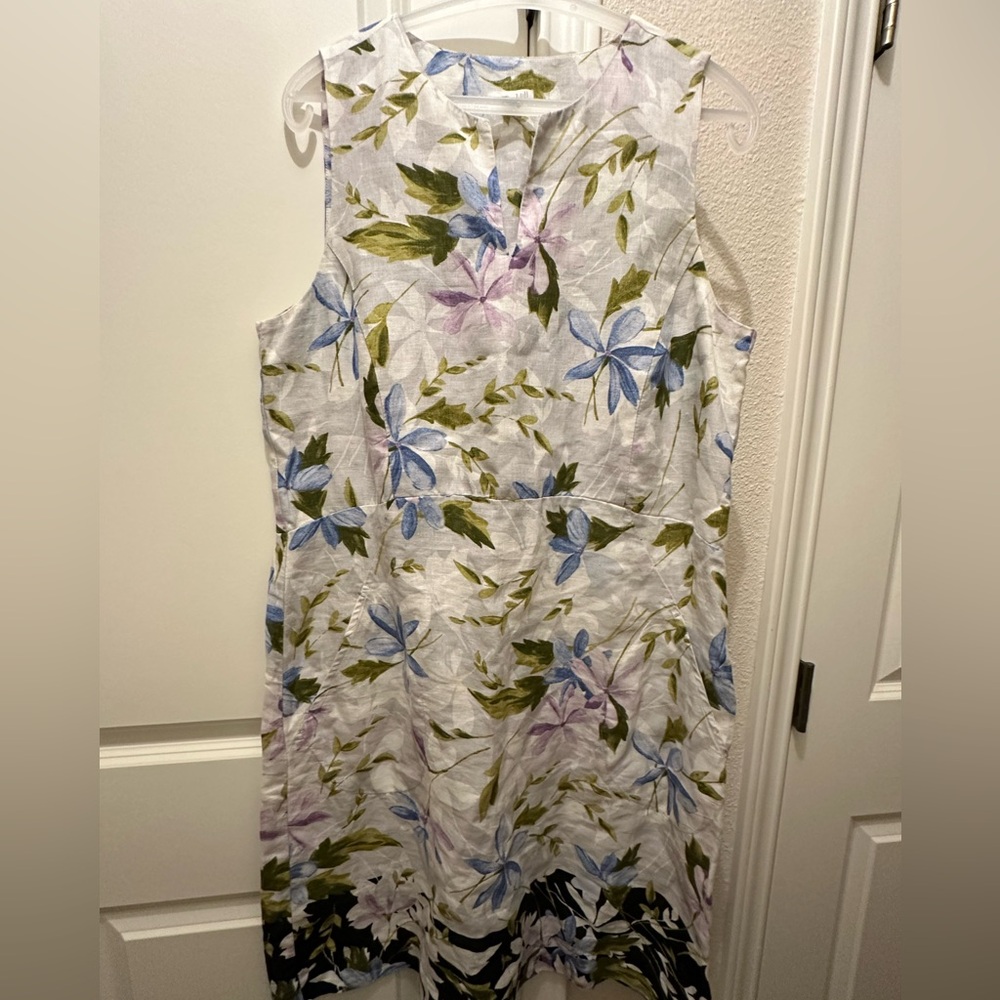 J. Jill 100% Linen Spring Floral Sheath Dress